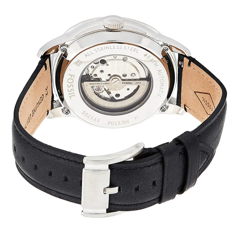 Fossil Townsman White Dial Black Leather Men's Watch |  ME3104